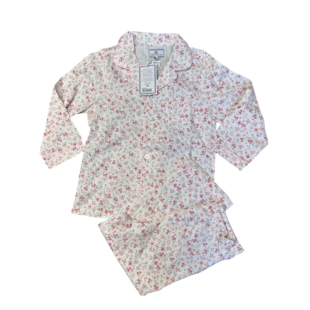 Petite Plume Girls Dorset Floral Pajama Set Pink Cotton Size 5 NWT SPJDF105